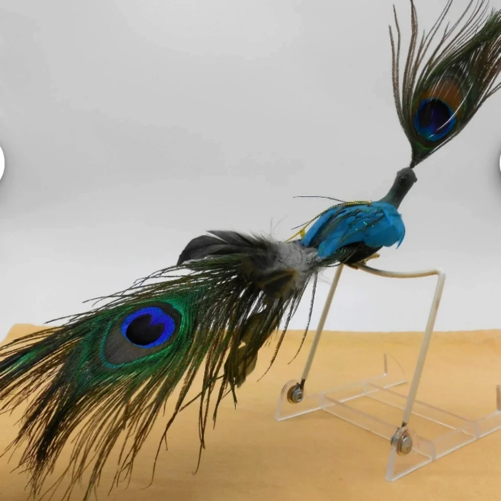 Peacock Figurine With Real Feathers Boho Glam Add On Gift Decor Boho Cottage New